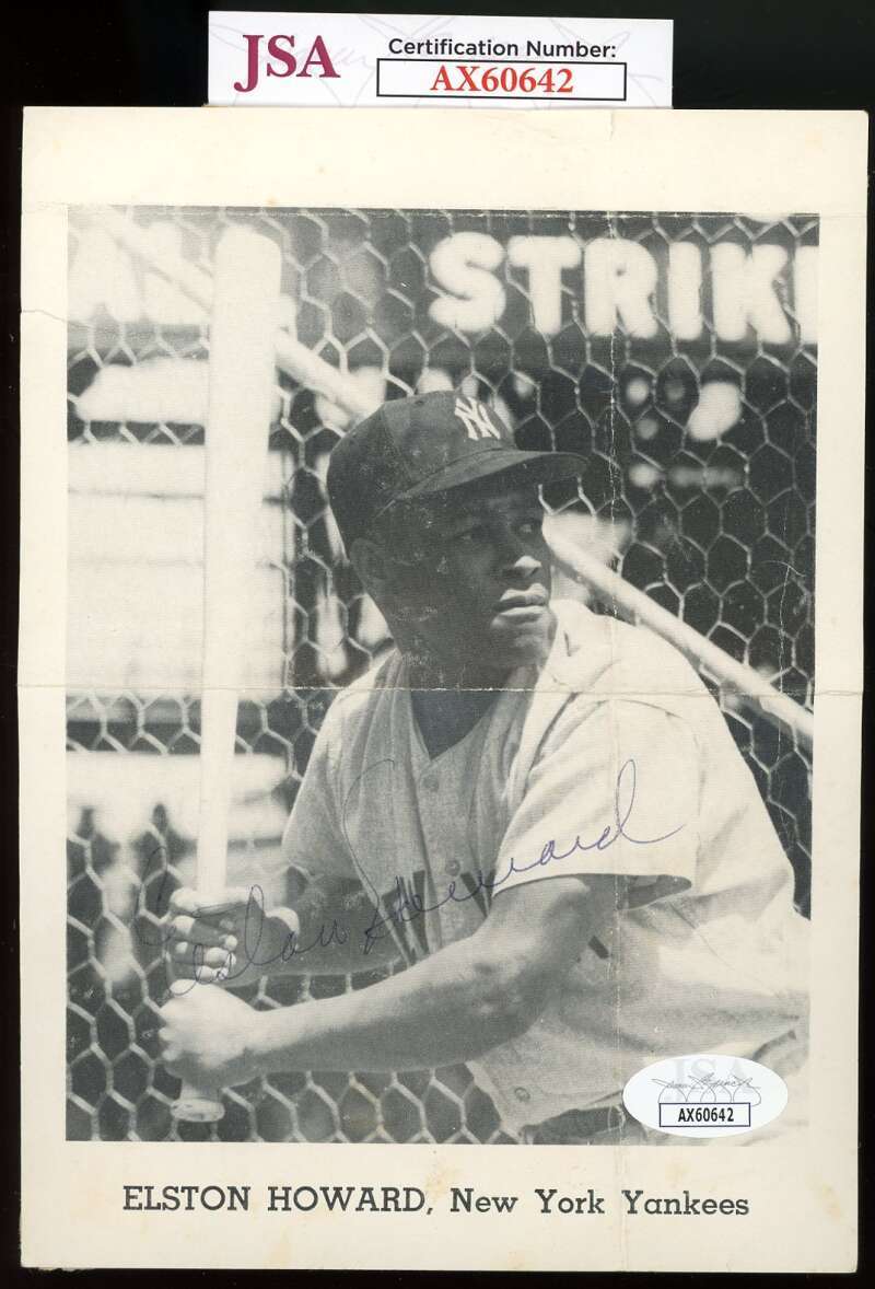 Elston Howard JSA Coa Signed 5x7 Photo Autograph Yankees