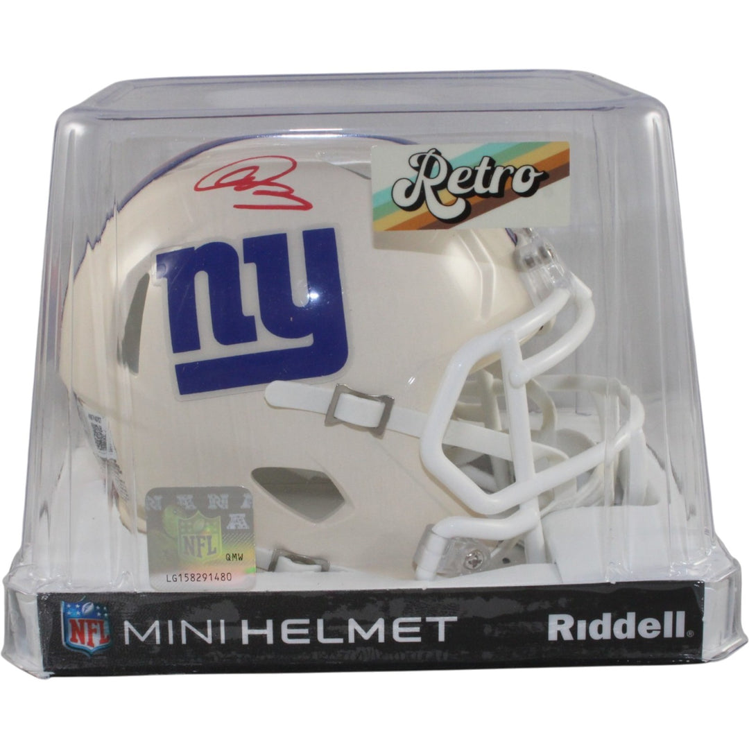 Abdul Carter Autographed New York Giants Retro Mini Helmet Beckett Witness 56895