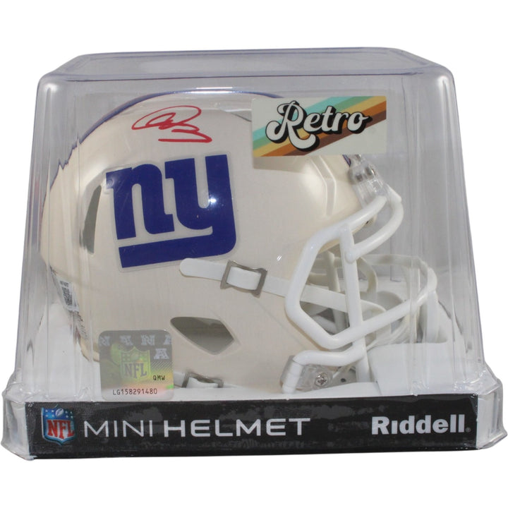 Abdul Carter Autographed New York Giants Retro Mini Helmet Beckett Witness 56895