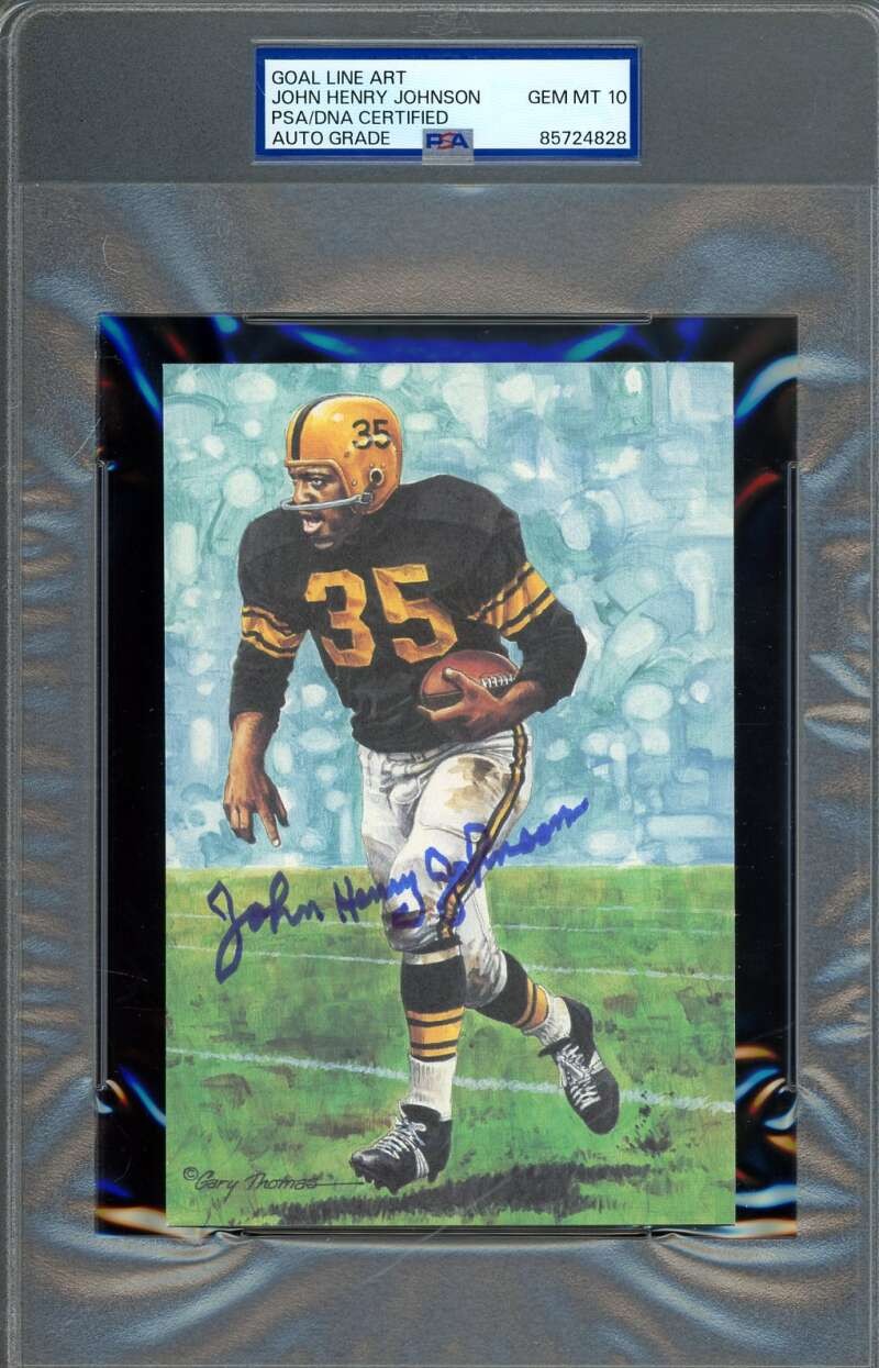 John Henry Johnson Gem Mint 10 PSA DNA Signed Goal Line Art Card GLAC Auto