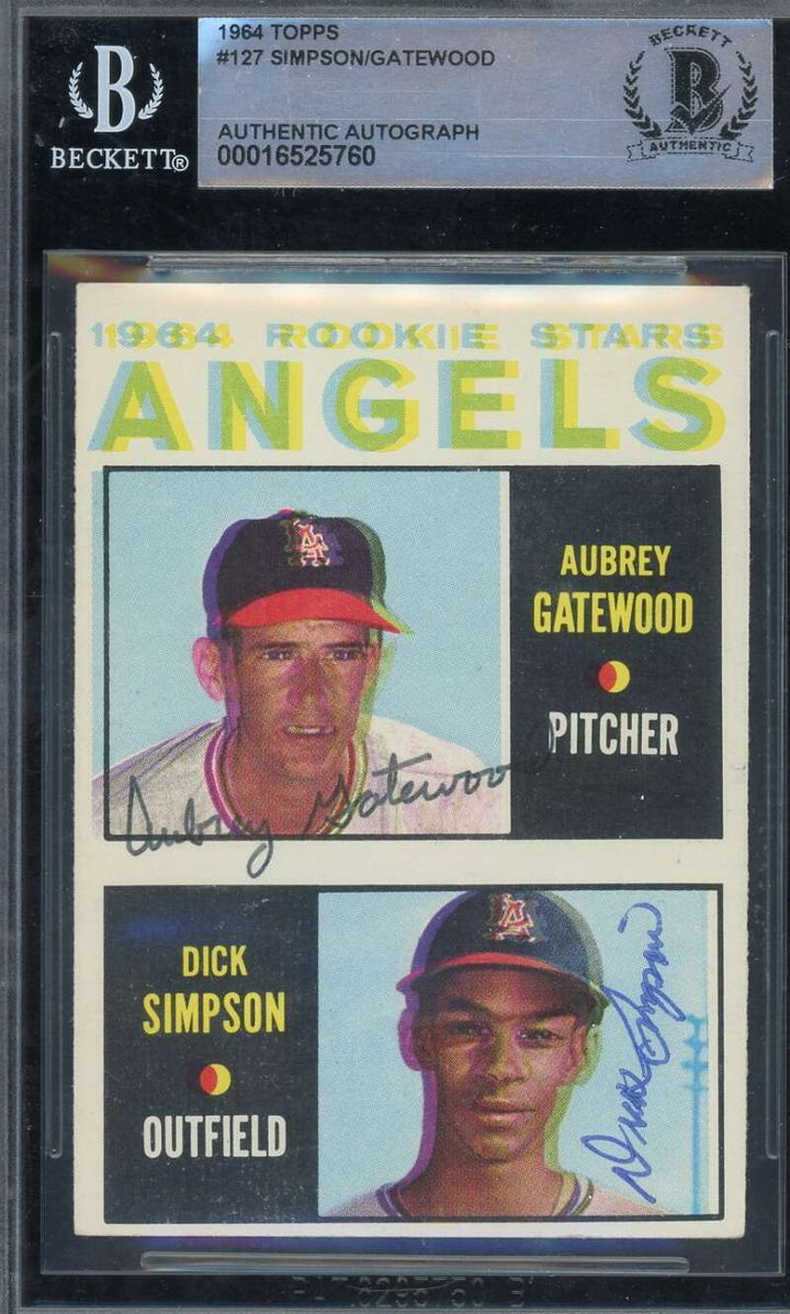 Aubrey Gatewood Dick Simpson Beckett BAS Signed 1964 Topps Rookie Autograph