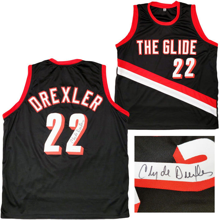 Portland Trailblazers Clyde Drexler Signed Black Jersey The Glide JSA