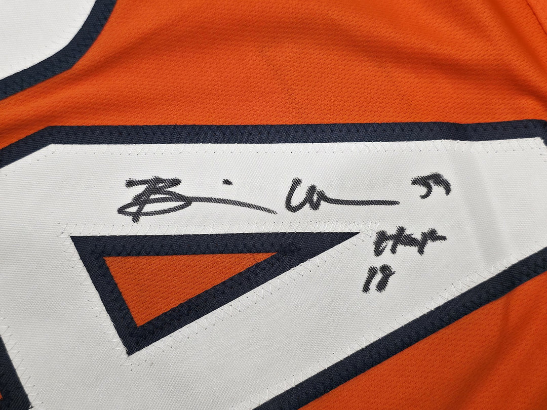 Chicago Bears Brian Urlacher Signed Orange Jersey "HOF 18" Beckett BAS Witness