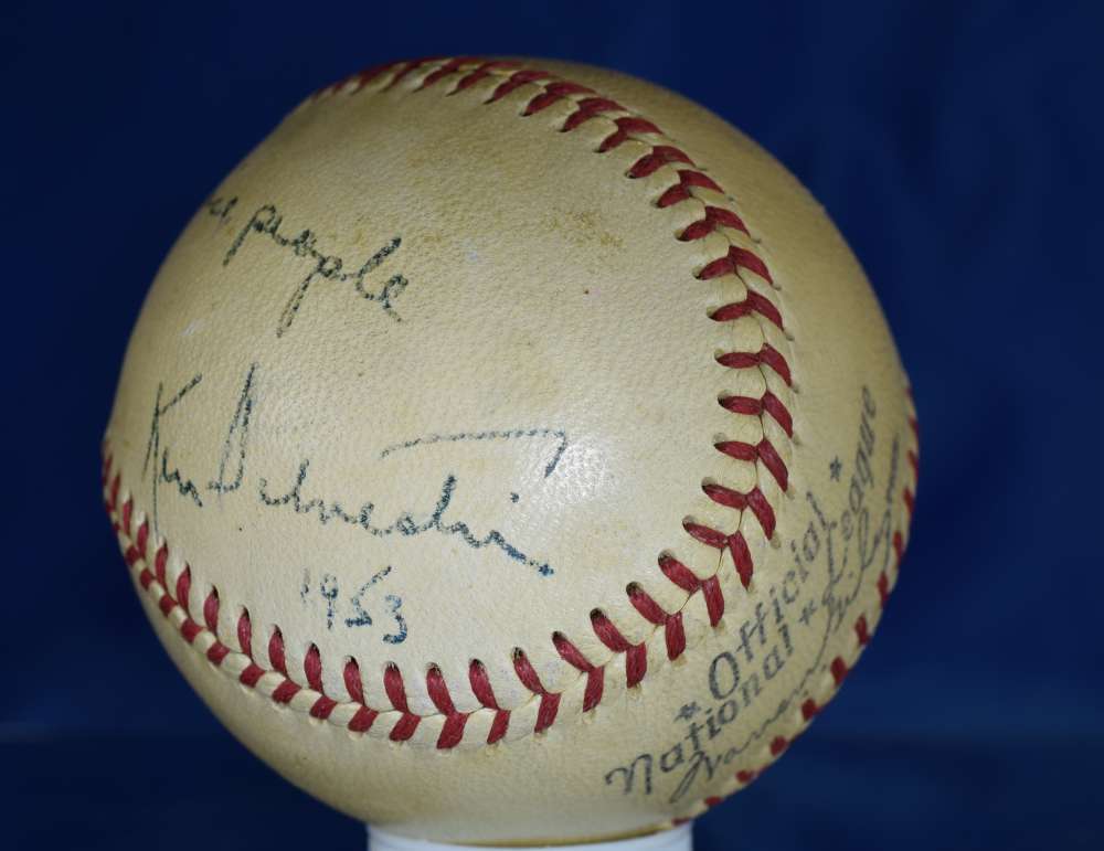 Ken Silvestri Psa/dna Autograph Spalding Giles National League Baseball Signed