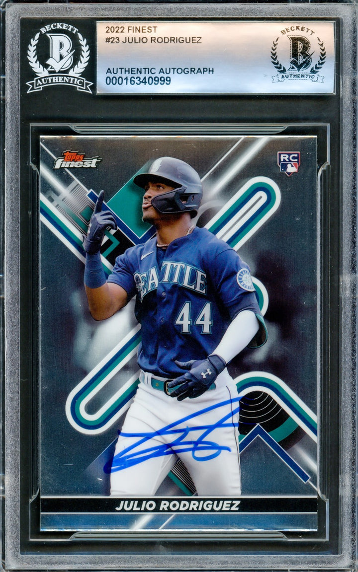 Julio Rodriguez Signed 2022 Topps Finest RC #23 Seattle Mariners Beckett