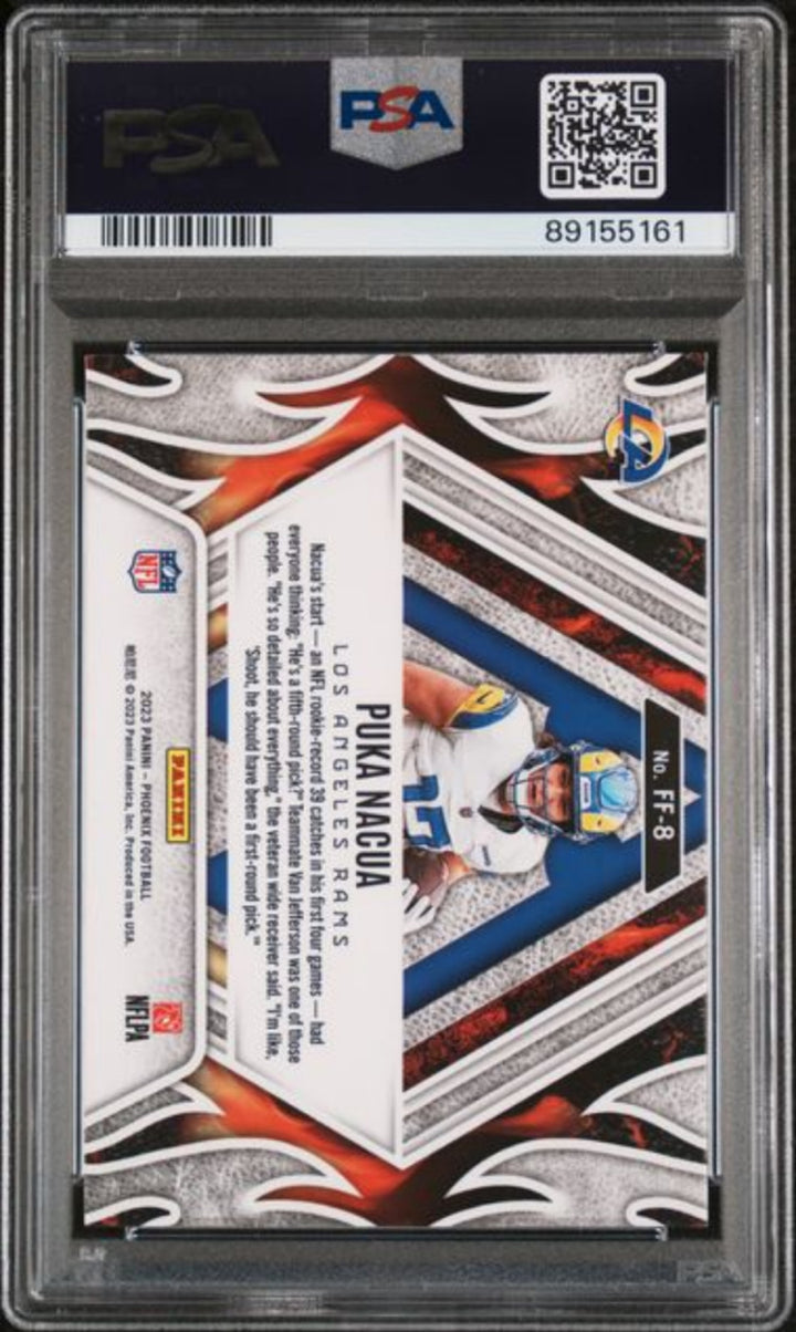 Graded 2023 Panini Phoenix Puka Nacua #FF8 Fire Forged Rookie RC Card PSA 10