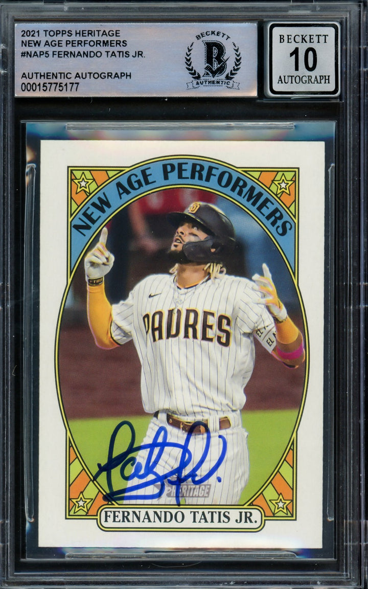 Fernando Tatis Jr Auto 2021 Topps Heritage New Age Performers Card NAP-5 Sig 10