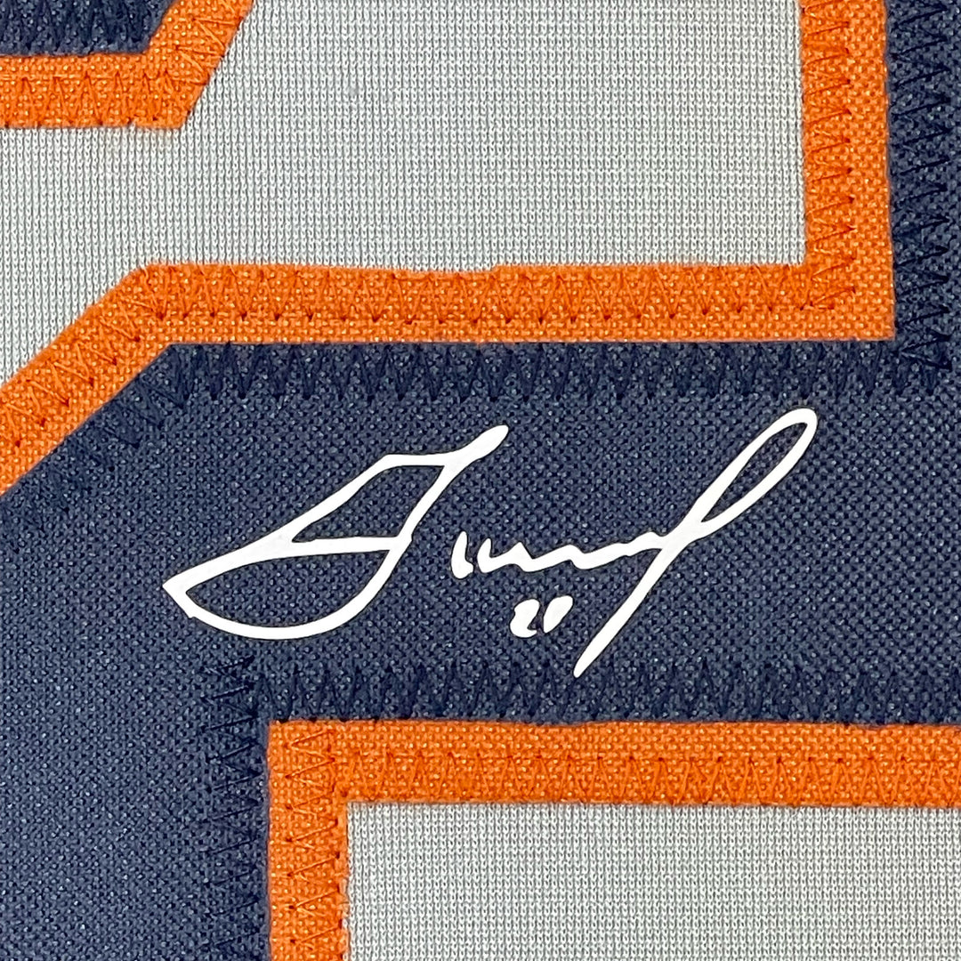 Framed Facsimile Autographed Jose Altuve 33x42 Grey Reprint Laser Auto Jersey