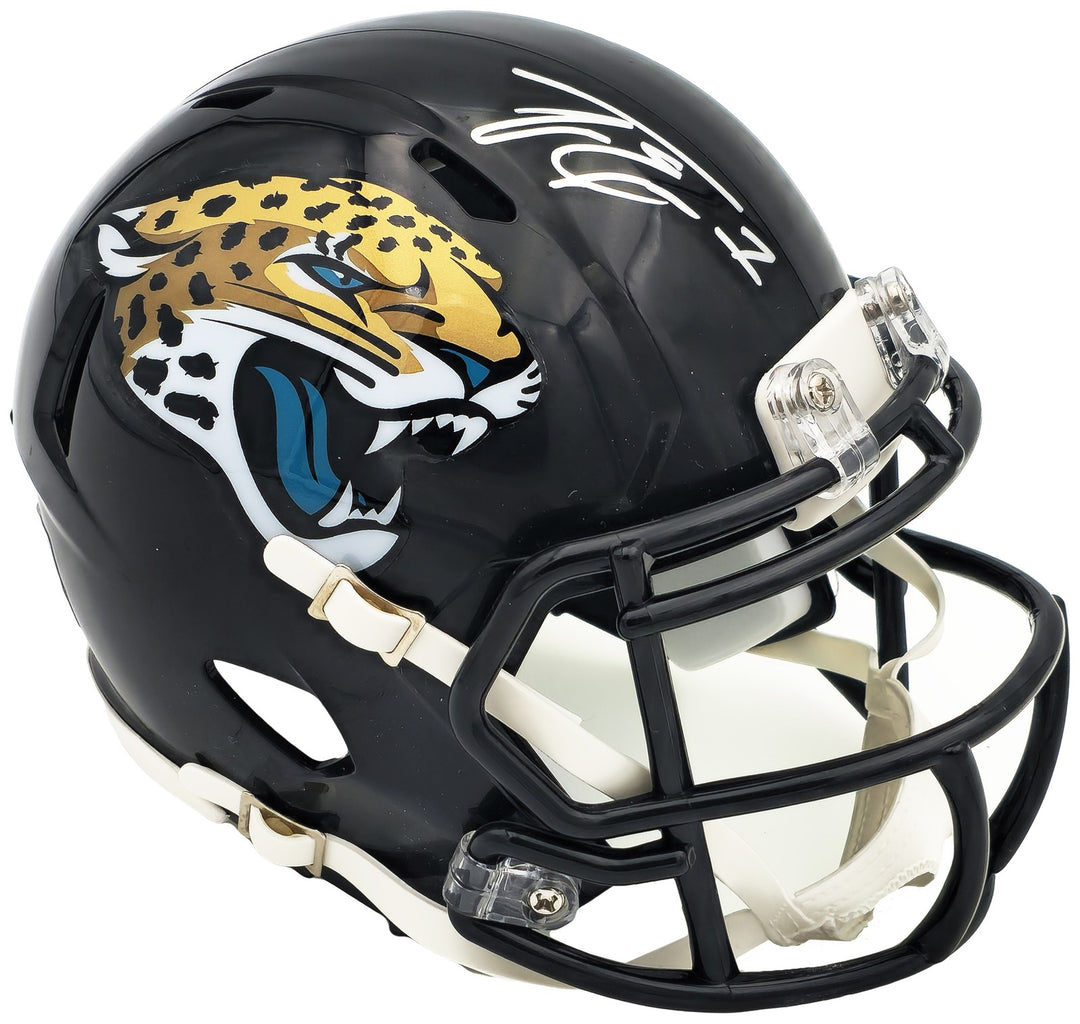 Travis Etienne Signed Jacksonville Jaguars Black Speed Mini Helmet Beckett Wit