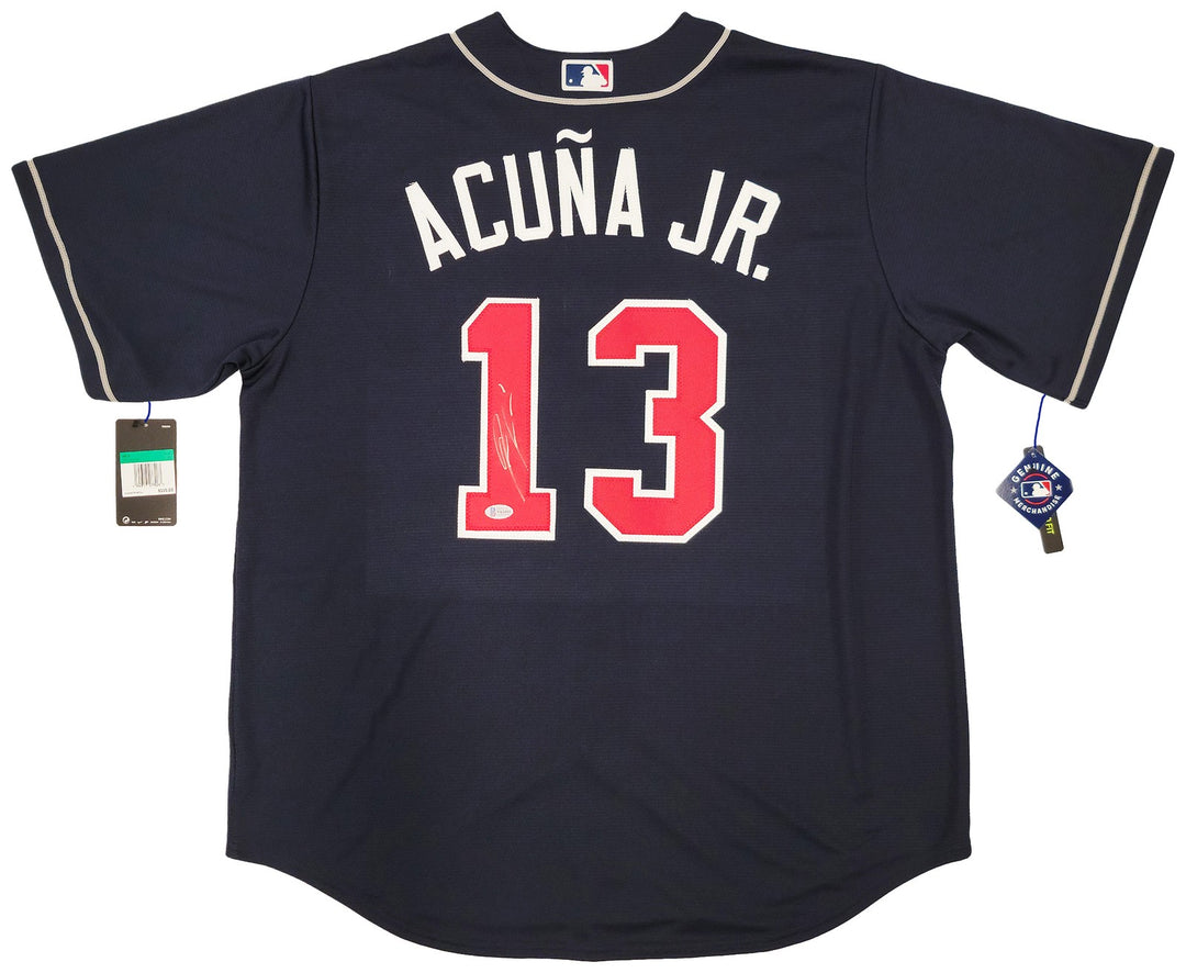Atlanta Braves Ronald Acuna Jr. Signed Blue Nike Jersey Size XL Beckett