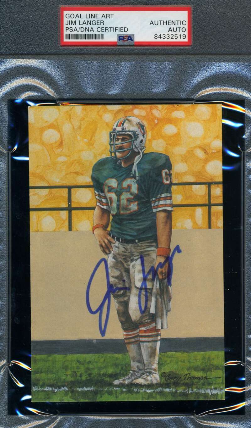 Jim Langer PSA DNA Slabbed Signed Goal Line Art Card Autograph