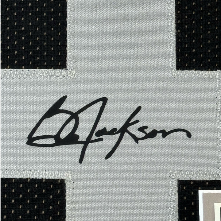 Framed Facsimile Autographed Bo Jackson 33x42 Oakland Black Reprint Laser Jersey