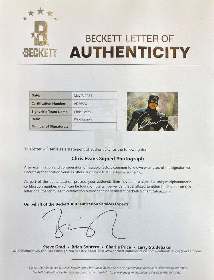 Chris Evans Signed Framed 16x20 Captain America Kneel Photo BAS LOA