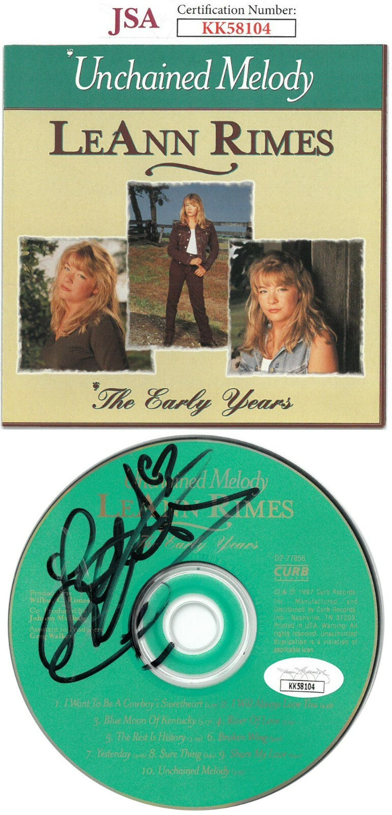 LeAnn Rimes signed Unchained Melody The Early Years Album CD Cover with CD- JSA