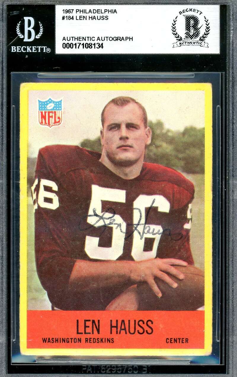 Len Hauss Beckett BAS Signed 1967 Philadelphia Gum Rookie Autograph