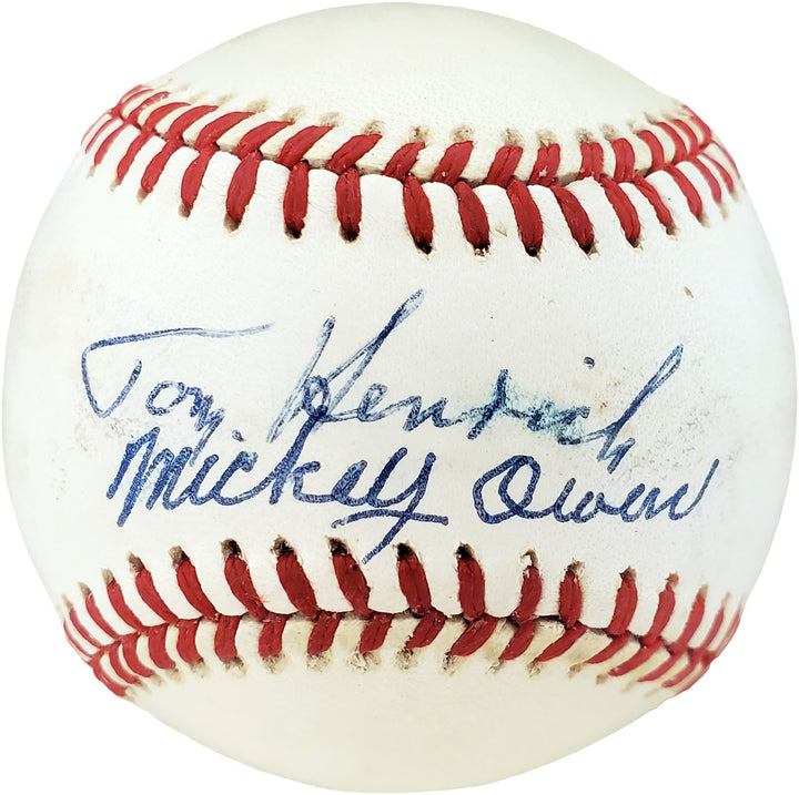 Tom Henrich & Mickey Owen Signed AL Baseball Yankees, Brooklyn Dodgers PSA/DNA