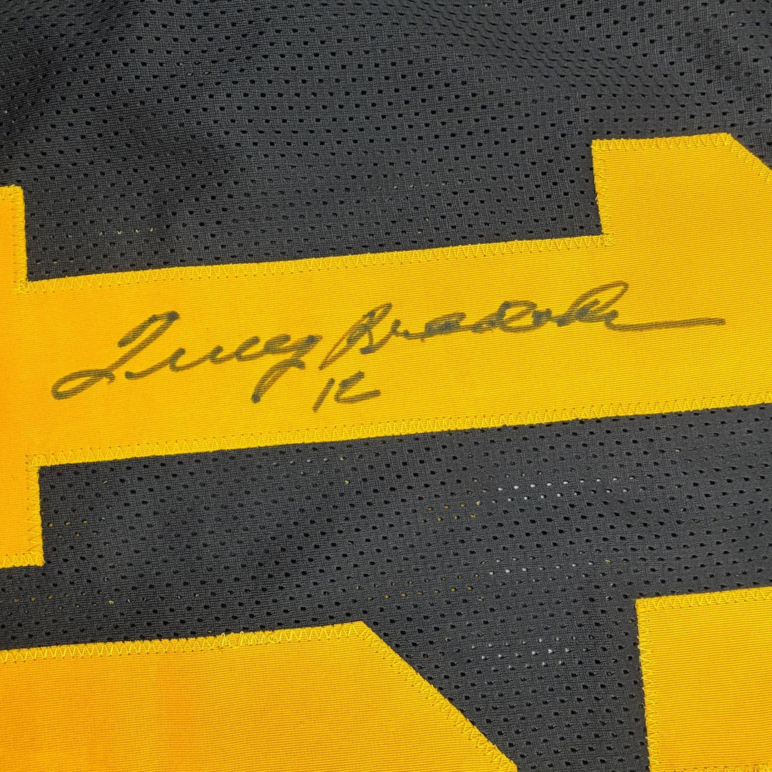 Autographed/Signed Terry Bradshaw Pittsburgh Black Color Rush Jersey Beckett COA