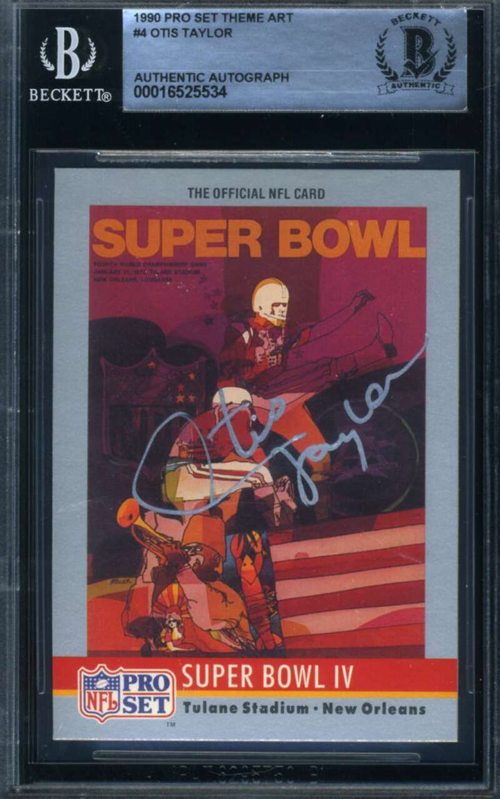 Otis Taylor Beckett BAS Signed 1990 Pro Set Theme Art Autograph