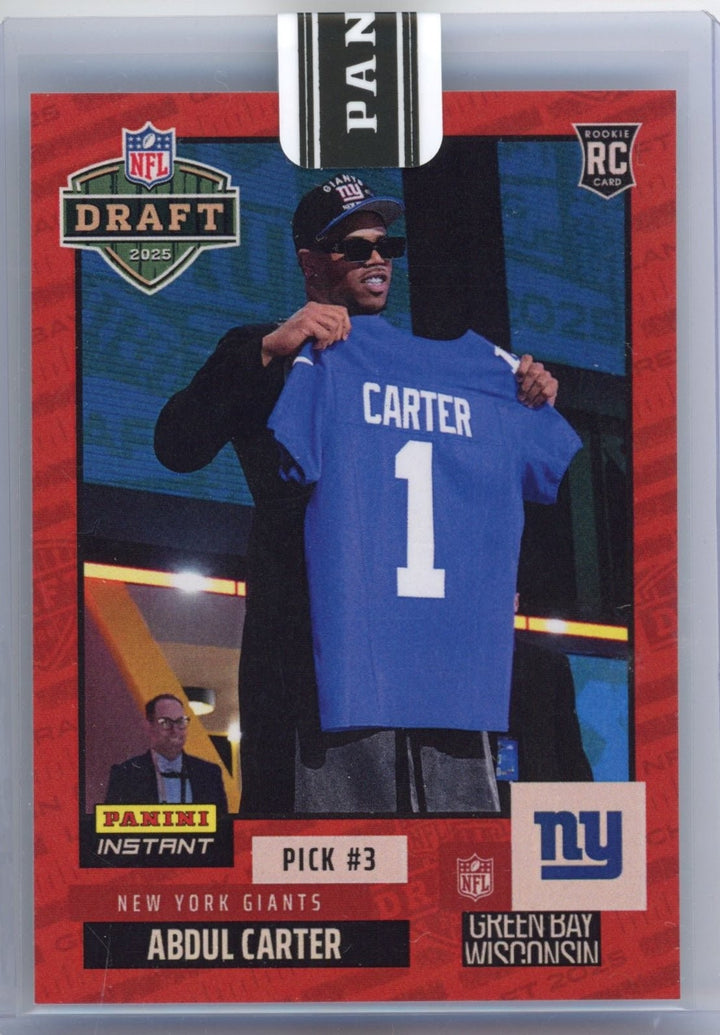 2025 Panini Instant NFL Abdul Carter #DN3 Draft Night Red /10 RC Card