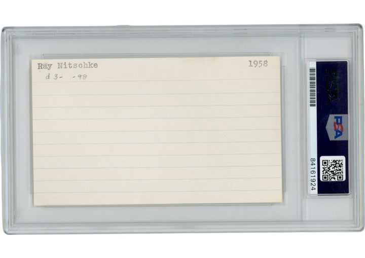 Ray Nitschke Autographed/Signed Green Bay Packers Index Card Slabbed PSA 54903
