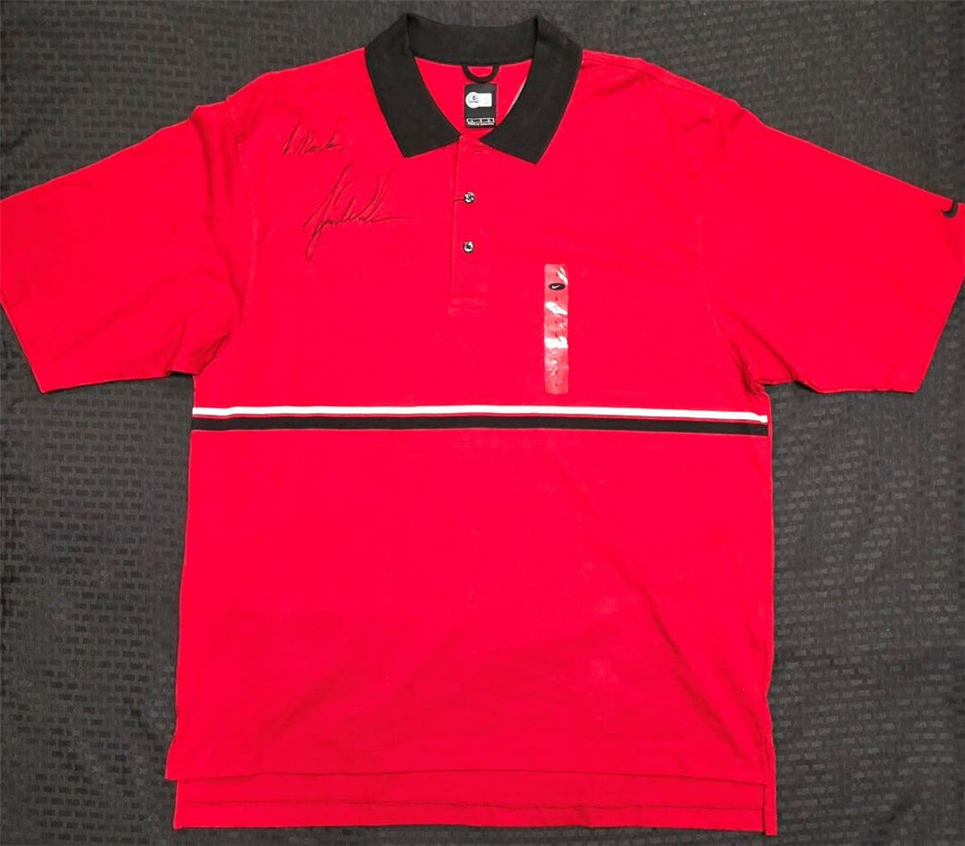 Tiger Woods signed "To Mark" Nike Red Golf Polo Shirt autograph ~ Beckett BAS