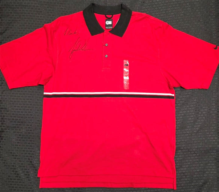 Tiger Woods signed "To Mark" Nike Red Golf Polo Shirt autograph ~ Beckett BAS