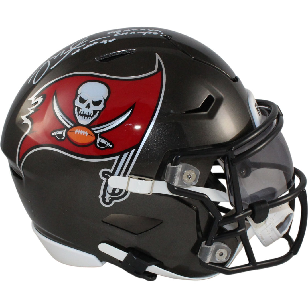 Mike Alstott Signed Tampa Bay Buccaneers Mid-Size Midi Helmet Insc Beckett 54865