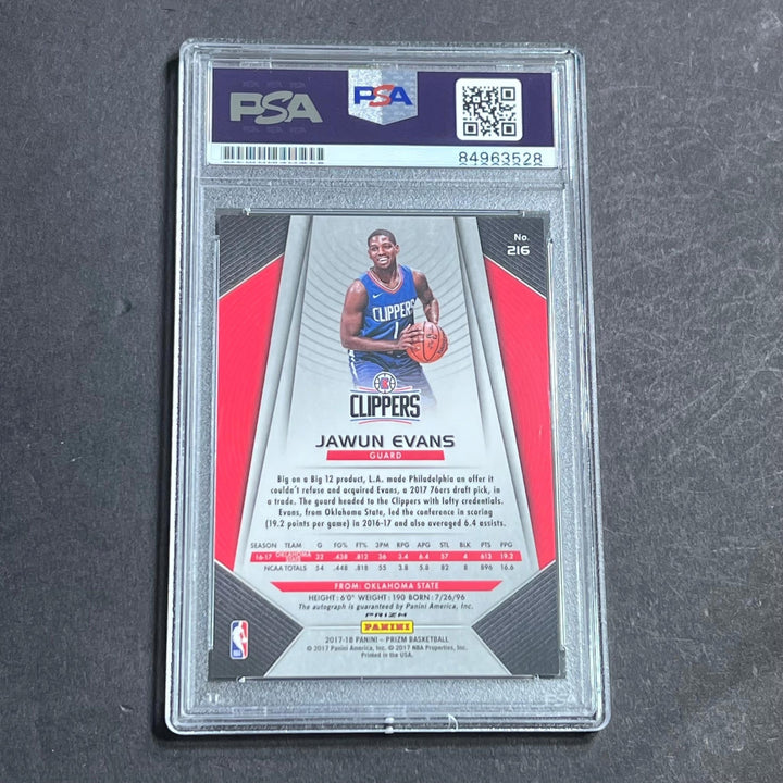 2017-18 Panini Prizm #216 JAWUN EVANS Signed Card AUTO PSA Slabbed Clippers