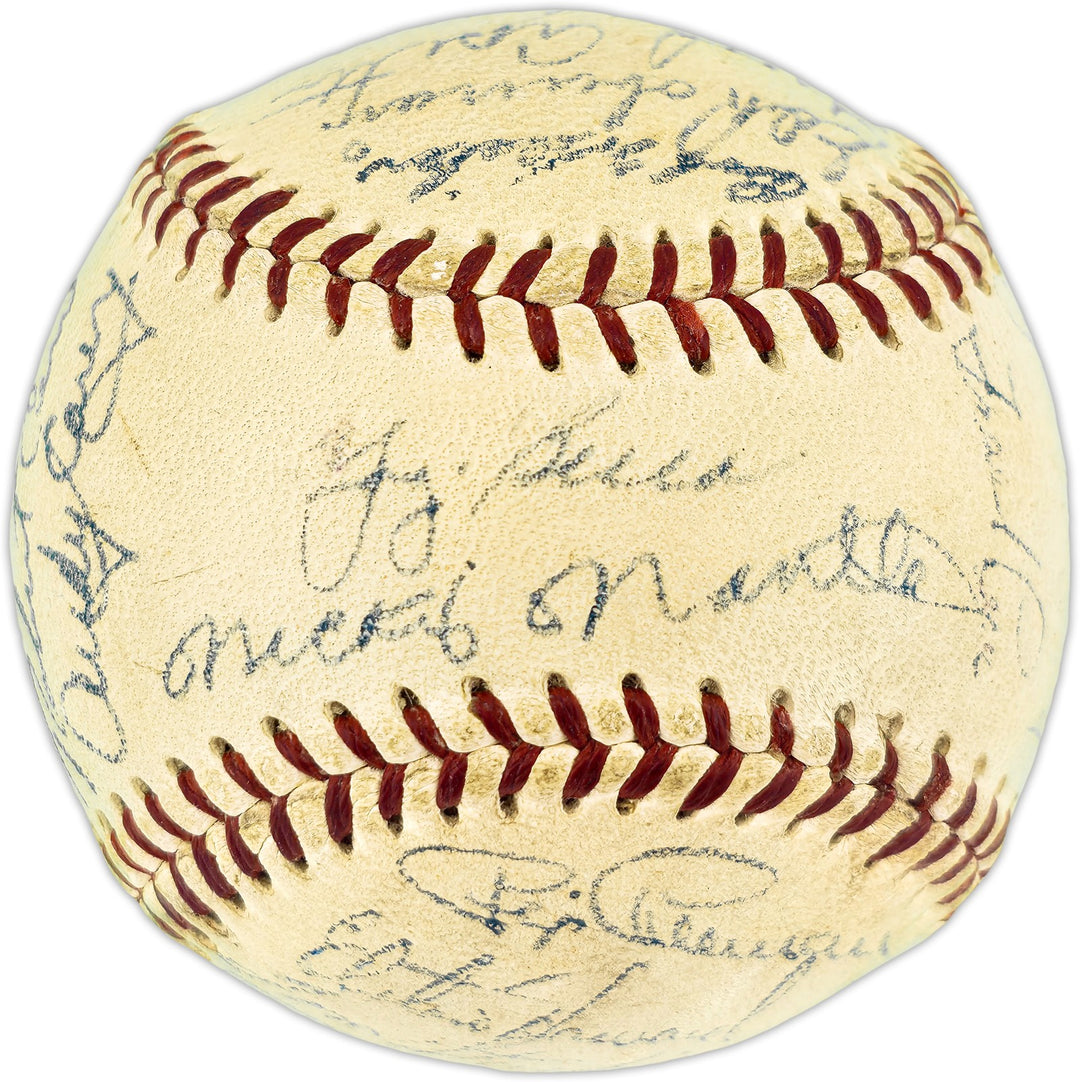 1955 Yankees Auto Official Harridge AL Baseball 30 Sigs Mickey Mantle Beckett 59