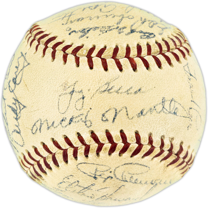 1955 Yankees Auto Official Harridge AL Baseball 30 Sigs Mickey Mantle Beckett 59