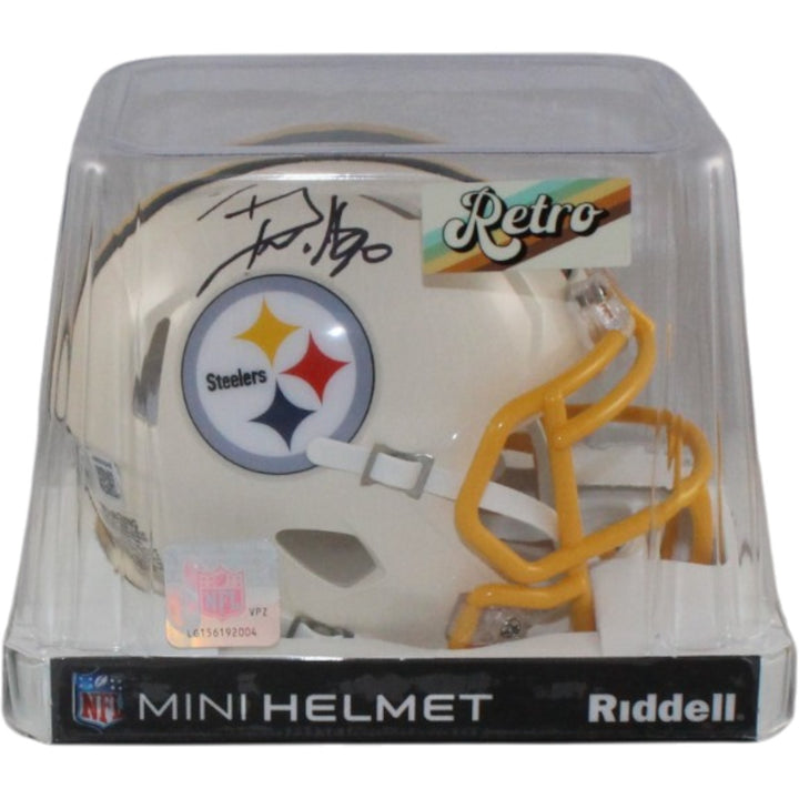 TJ Watt Autographed Pittsburgh Steelers Retro Mini Helmet Beckett Witness 56185