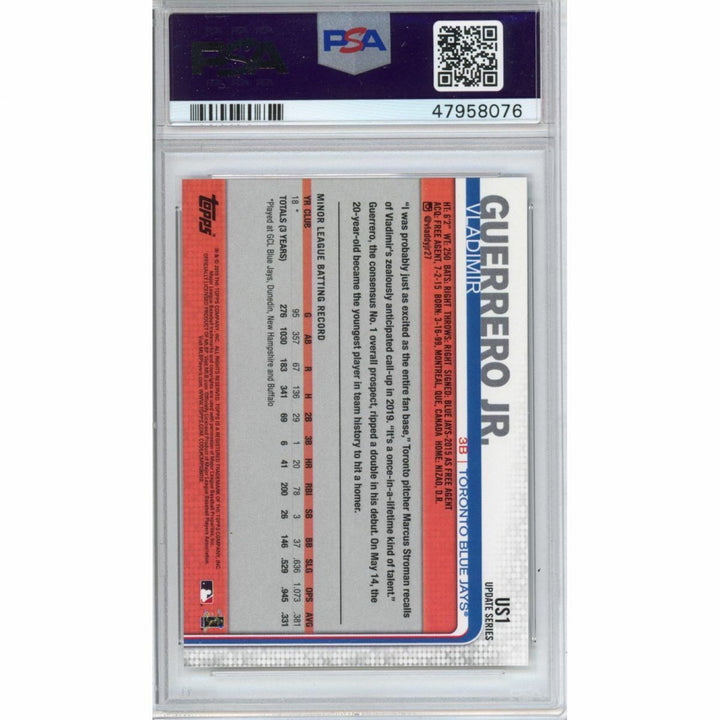 Graded 2019 Topps Update VLADIMIR VLAD GUERRERO JR. #US1 Rookie RC Card PSA 10