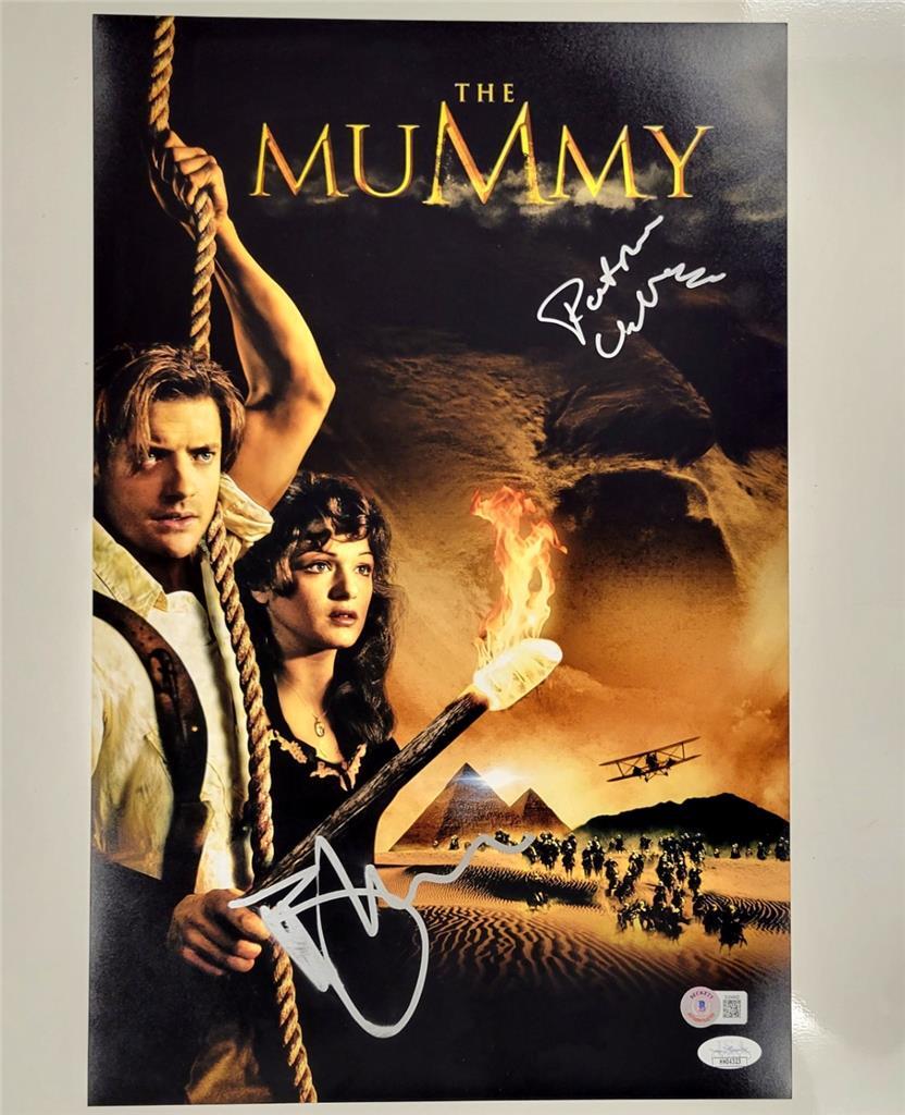 Brendan Fraser & Patricia Velasquez signed The Mummy 11x17 photo ~ Beckett BAS