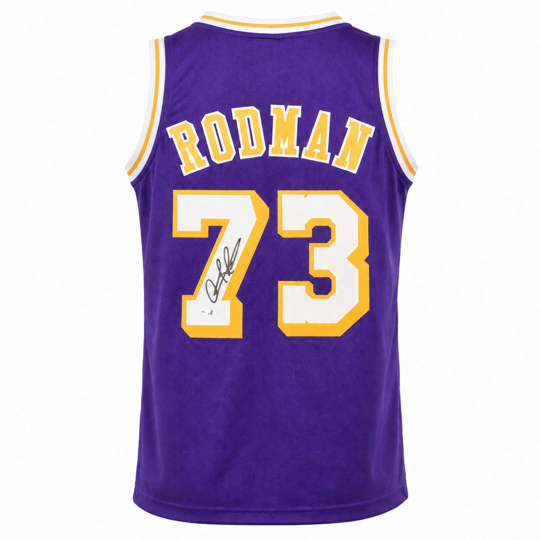 Los Angeles Lakers Dennis Rodman Signed Purple Jersey JSA QR