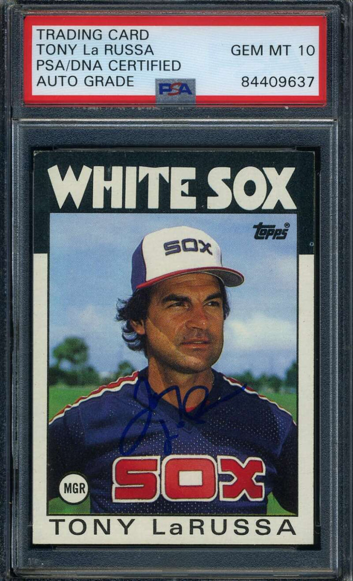 Tony Larussa PSA DNA Gem Mint 10 Coa Signed 1986 Topps Autograph