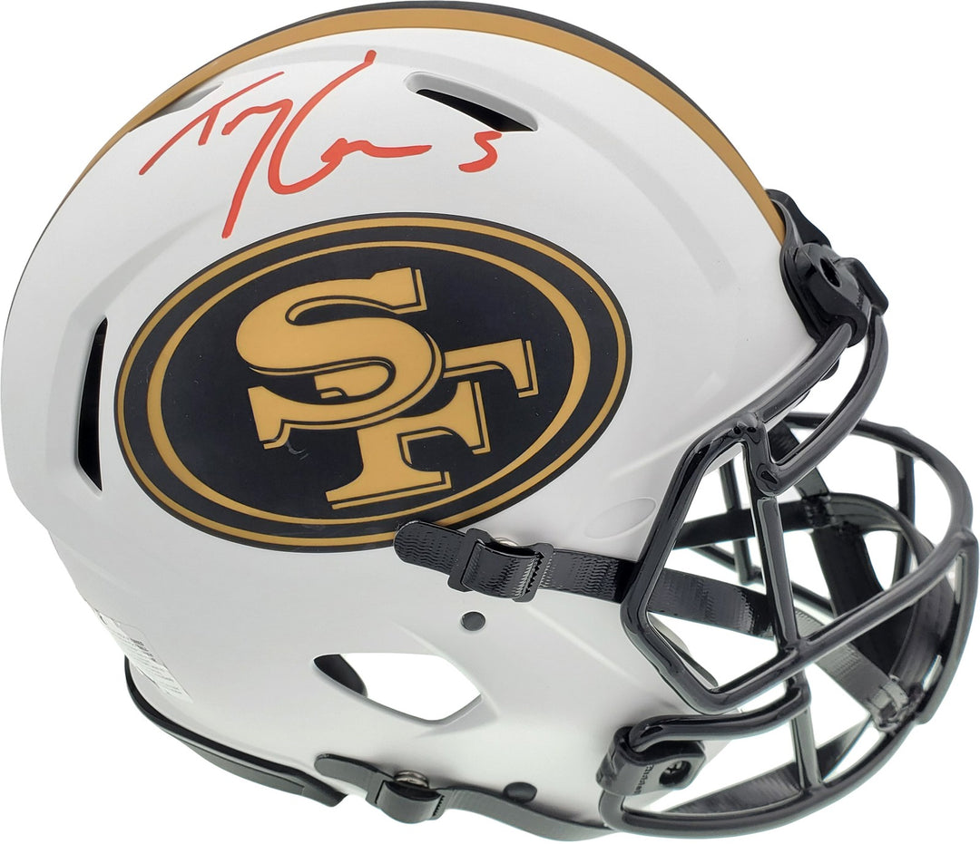 Trey Lance Auto 49ers Lunar Eclipse White Full Size Authentic Speed Helmet BAS