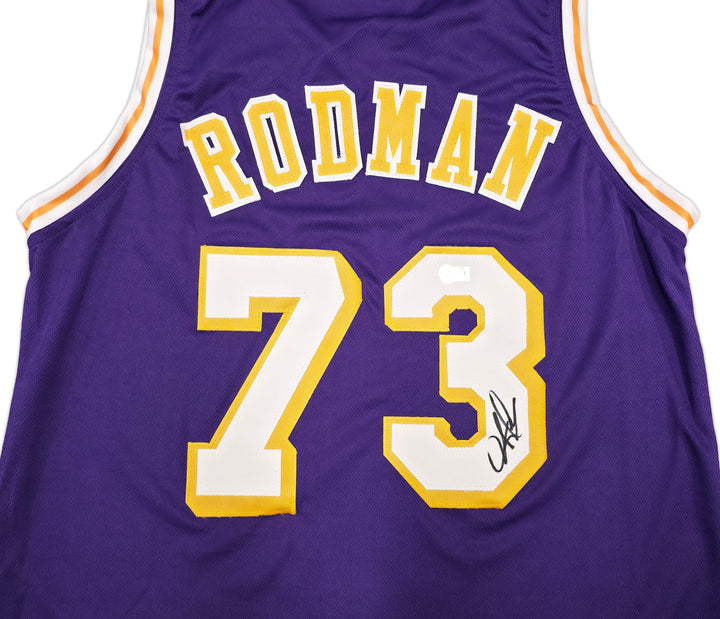 Los Angeles Lakers Dennis Rodman Signed Purple Jersey Beckett BAS Witness