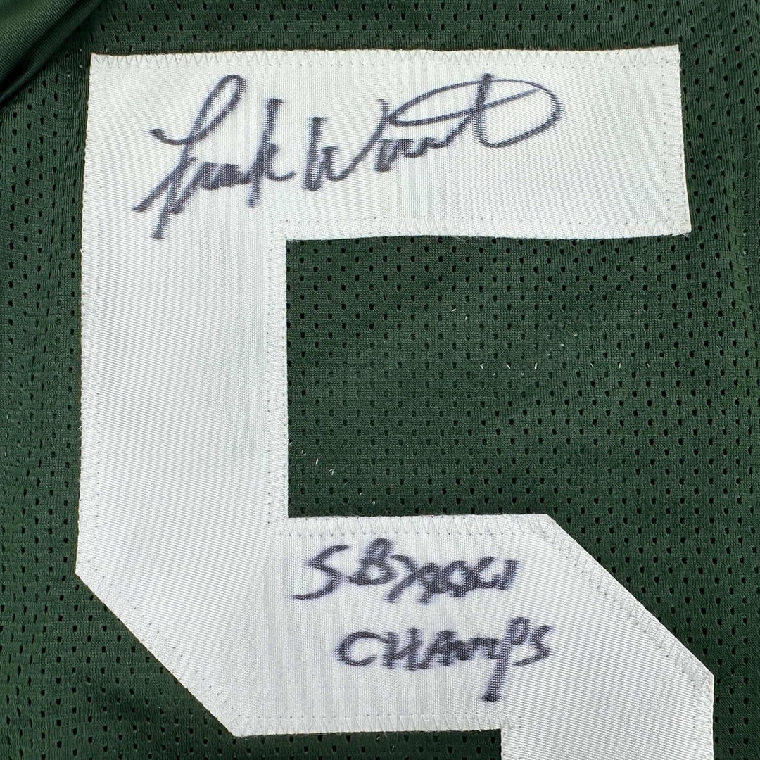 Framed Autographed/Signed Frank Winters 35x39 SB XXXI Green Bay Jersey JSA COA