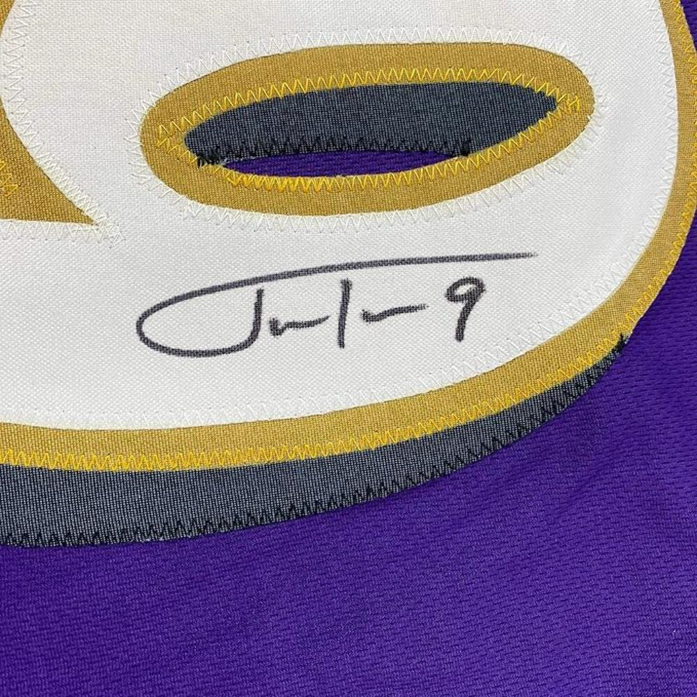 Framed Autographed/Signed Justin Tucker 35x39 66 Yard GW FG Stat Jersey JSA COA