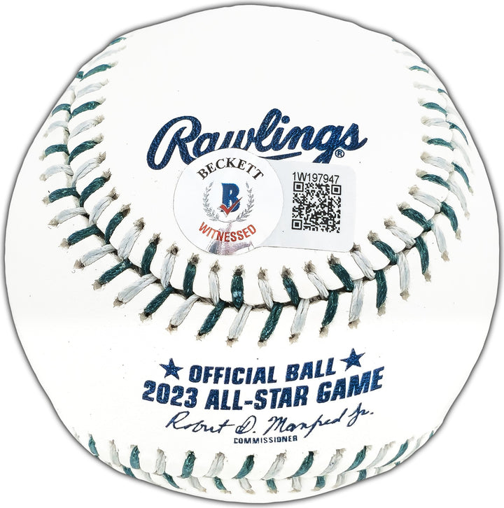Marcus Semien Signed 2023 ASG Logo Game Baseball Texas Rangers Beckett Wit
