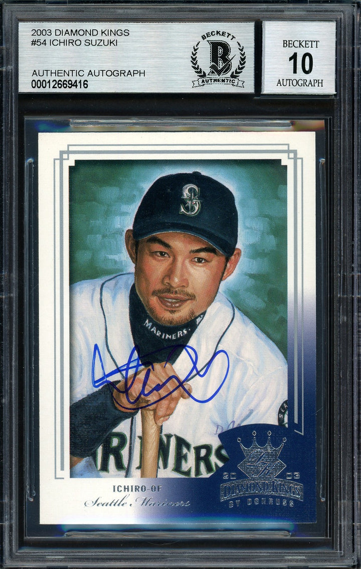 Ichiro Suzuki Signed 2003 Donruss Diamond Kings Card 54 Mariners Auto 10 Beckett