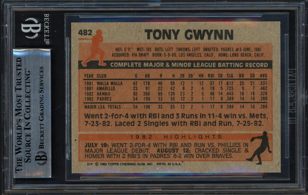 Tony Gwynn Signed 1983 Topps RC 482 Padres (Aftermarket Sticker) Beckett