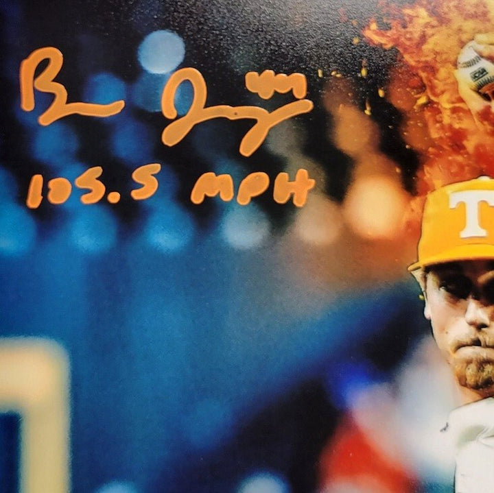Ben Joyce signed "105.5 MPH" Tennessee Volunteers 8x10 photo ~ BAS Beckett WIT