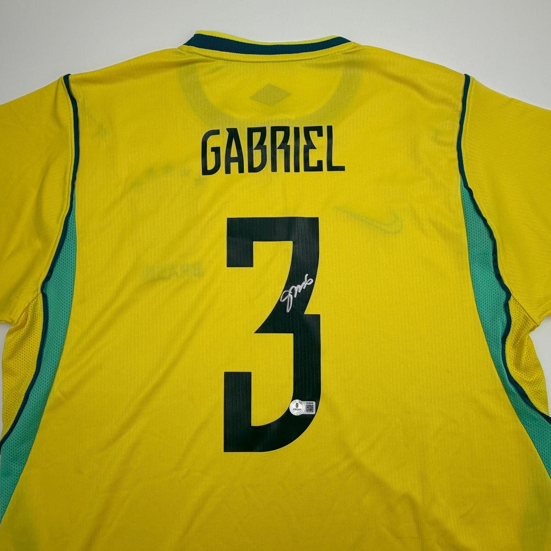 Autographed/Signed Gabriel Brazil Yellow Soccer Jersey Beckett BAS COA