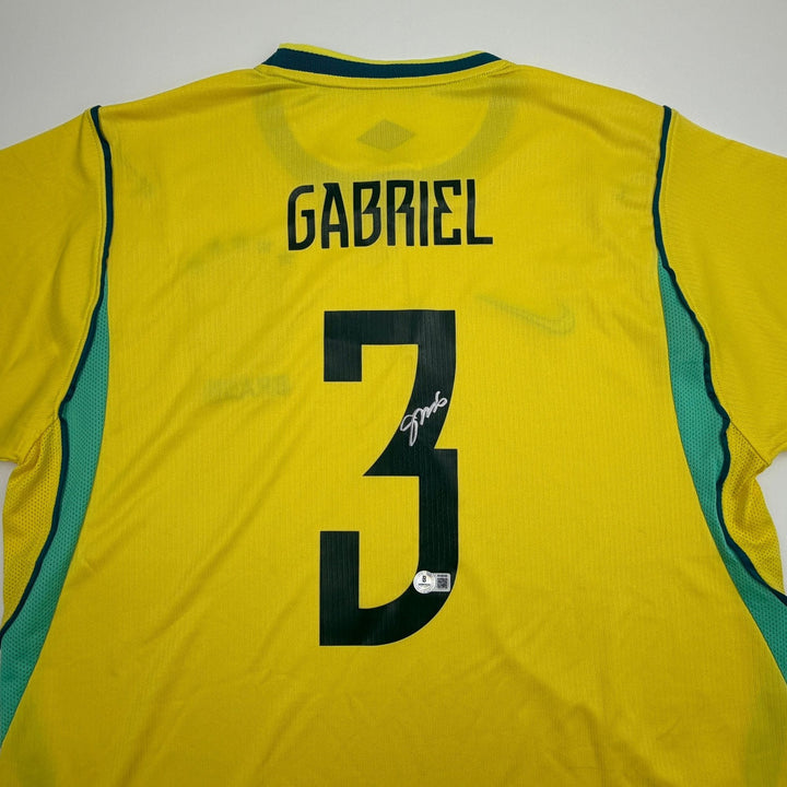 Autographed/Signed Gabriel Brazil Yellow Soccer Jersey Beckett BAS COA