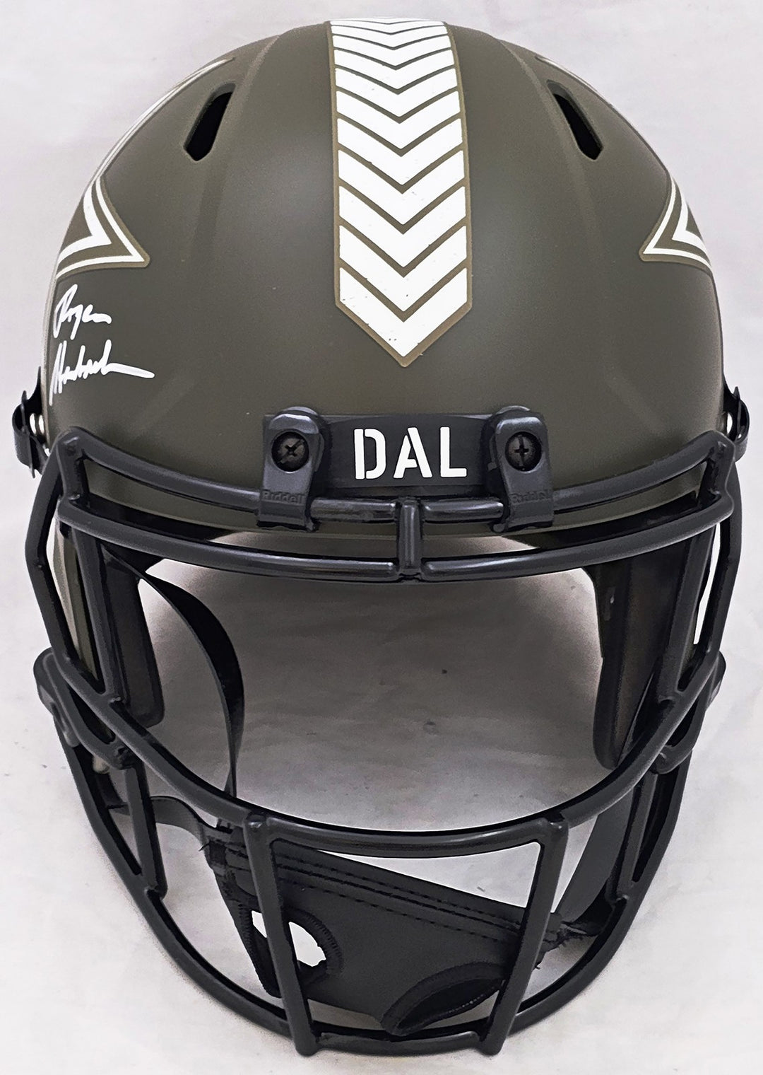 Roger Staubach Auto Cowboys Salute To Service Camo Full Size Rep Helmet Beckett