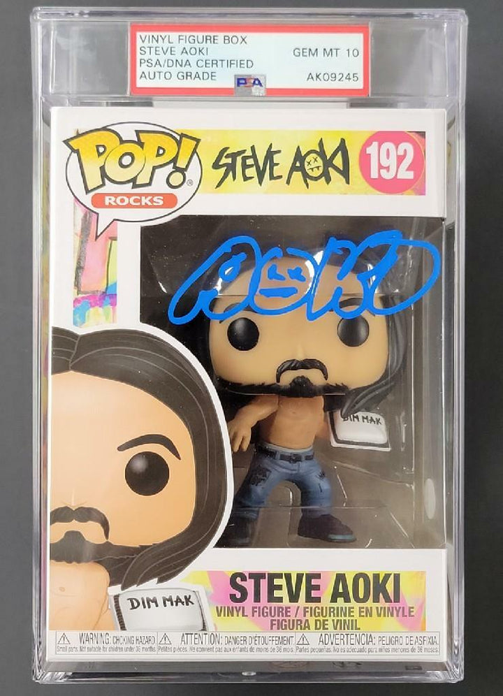 Steve Aoki autograph signed Funko POP DJ Dim Mak Blue Graded Gem Mint PSA 10