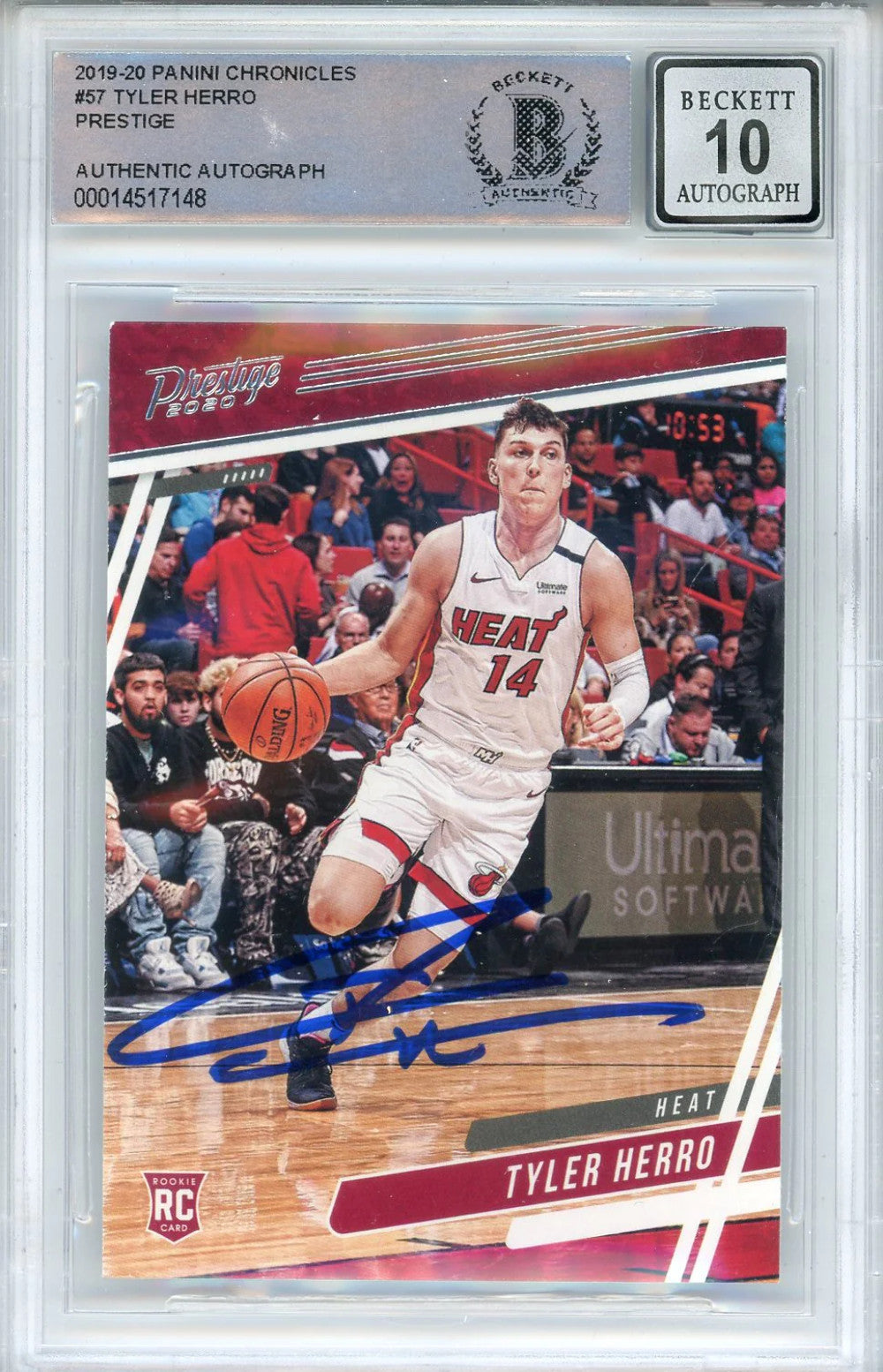Tyler Herro Autographed 2019-20 Panini Chronicles Prestige Rookie Card #57 (BGS