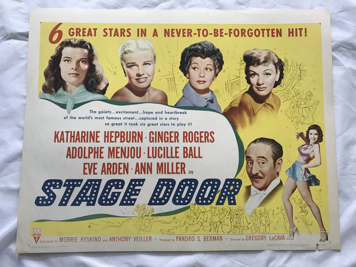 "Stage Door" 1953 Original Movie Poster First Issue 22x28 Lucy Ball Hepburn