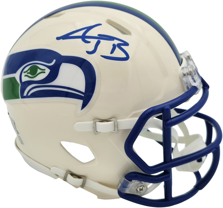 AJ Barner Signed Seattle Seahawks Cream Retro Speed Mini Helmet Beckett Witness